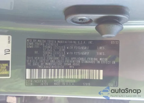 2022 Toyota Corolla Cross Le из США, поврежденный, VIN 7MUCAAAG5NV009458